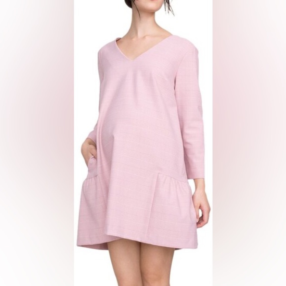 Hatch Pink V-Neck Long-Sleeve Shift Dress
